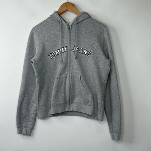 Tommy Jeans Zip Up Hoodie Youth Size L Grey Embroidered
